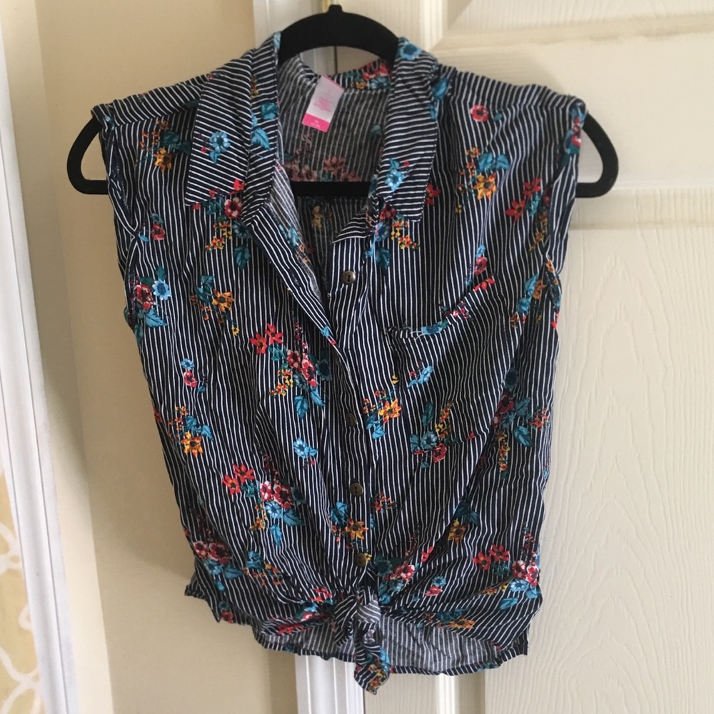 Striped floral blouse
